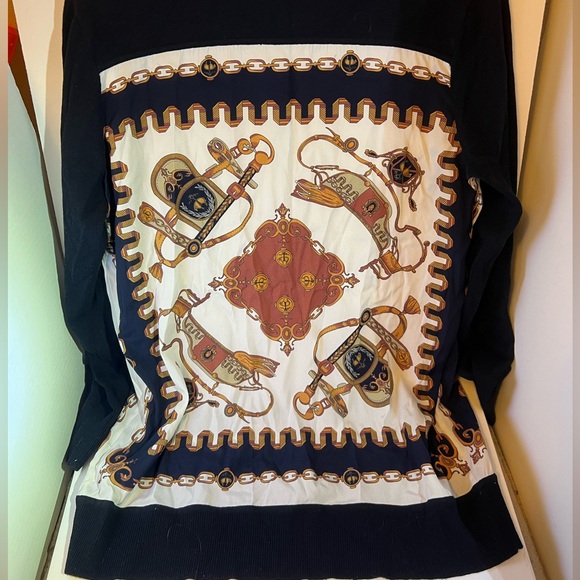 Brooks Brothers long equestrian cardigan V neck silk cotton spandex navy size L - Picture 11 of 11